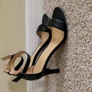 Black open toed heels with ankle strap